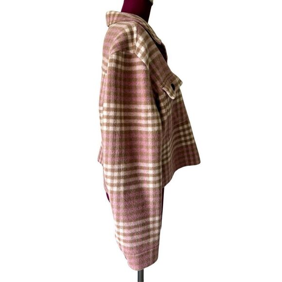 Rails Steffi Plaid Jacket size XL Mauve Pink Cream Sepia Wool Blend - Picture 10 of 11